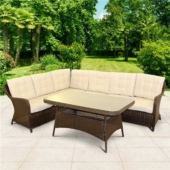 BillyOh Sala - 6 Seat Rattan Corner Dining Sofa Set - Garden Buildings Direct
